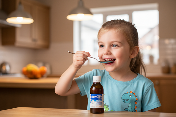 بهترین زمان مصرف شربت استئوکر برای کودکان - کودک در حال مصرف شربت