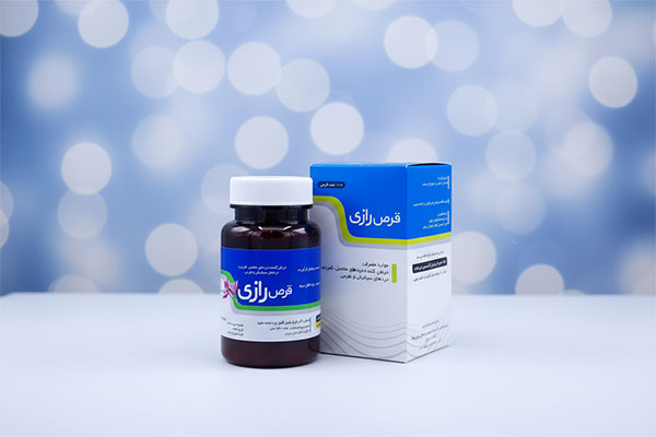 تصویر بسته‌بندی قرص رازی نیاک روی سطح سفید