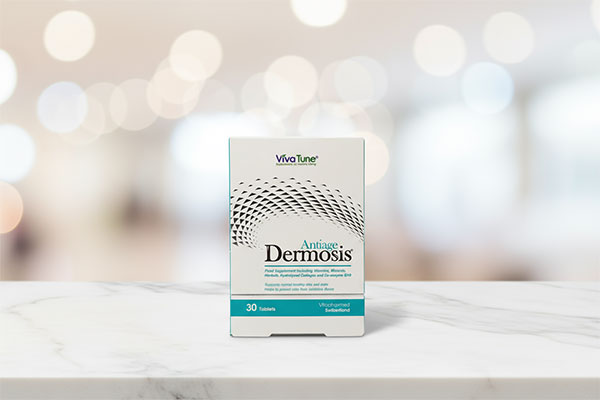 قرص درموسیس آنتی ایج ویواتیون روی سطح مرمر سفید