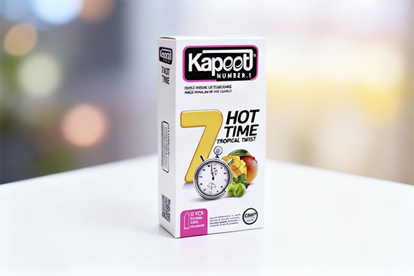 کاندوم تاخیری 7 Hot Time کاپوت 12 عددی روی سطح سفید