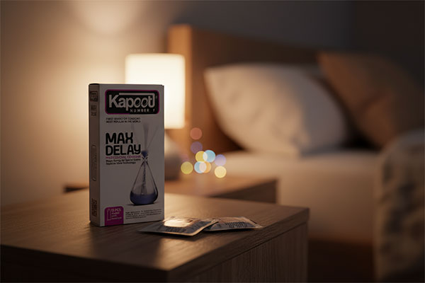 کاندوم تاخیری Max Delay کاپوت 12 عددی روی سطح سفید