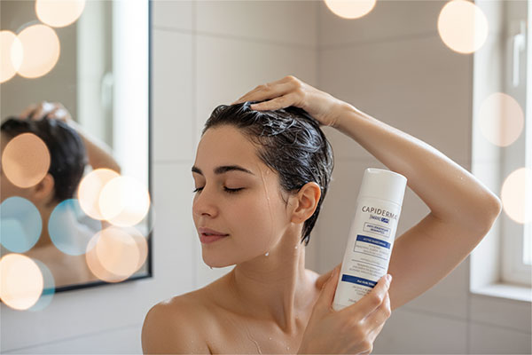 استفاده از شامپو ضد شوره مین کپ کپیدرما روی موها