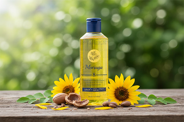 شامپو مورینگا شماره 8 با ترکیبات گیاهی برای موهای کم حجم