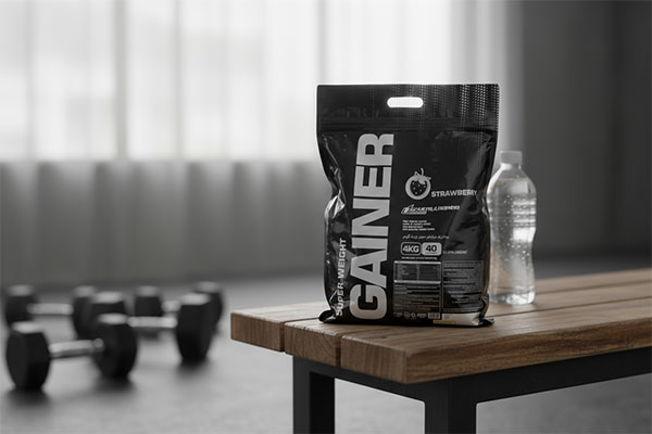 پودر گینر پگاه ۴ کیلویی روی نیمکت باشگاه ورزشی