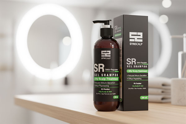 ژل شامپو موهای چرب ساین اسکالپ ساین اسکین روی قفسه حمام