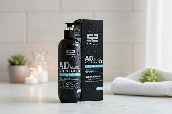 ژل شامپو ضد شوره روزانه ساین اسکالپ روی پیشخوان حمام