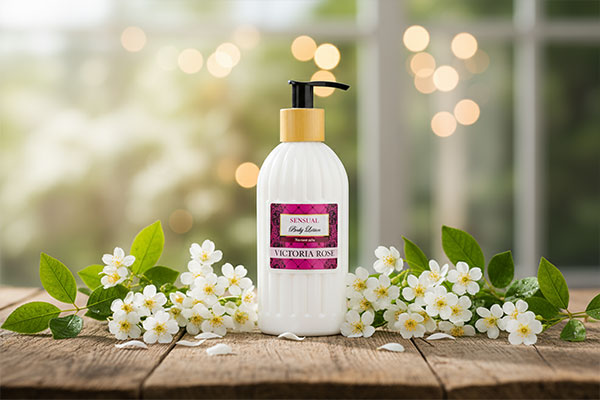 لوسیون بدن پوست نرمال سنشوال ویکتوریا رز با گلهای سفید