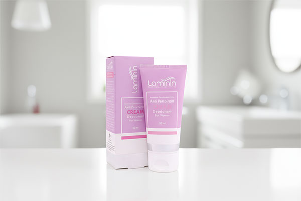 کرم ضد تعریق بانوان لامینین روی میز حمام