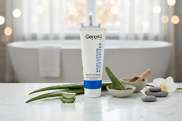 لوسیون بدن ژنوبایوتیک در محیطی آرامش‌بخش