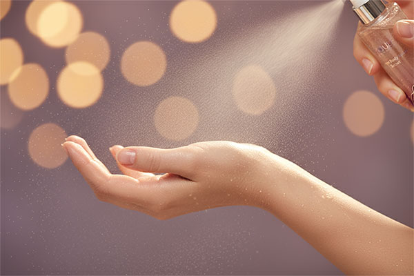 بادی اسپلش اکلیلی سکرت سی گل روی پوست زنانه با درخشش زیبا