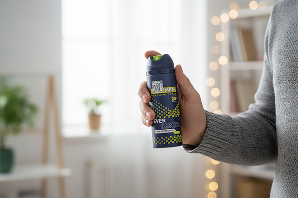اسپری بدن مردانه اورسنس مای در دست یک مرد