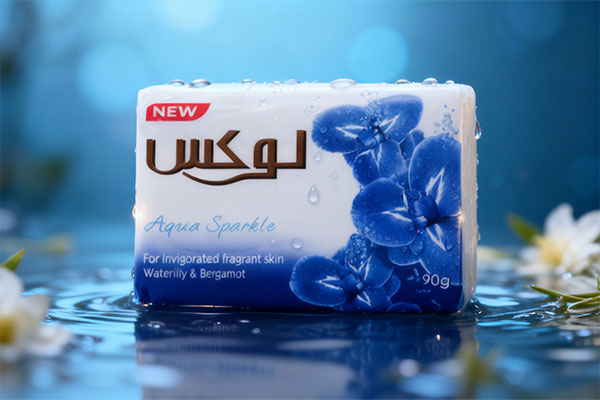 صابون لوکس آبی با عناصر طبیعی و طراوت‌بخش