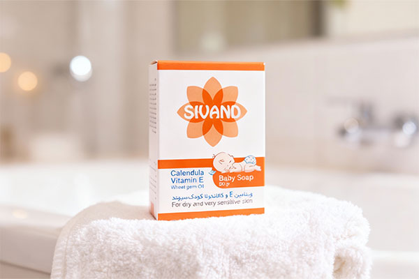 صابون بچه کالاندولا سیوند روی حوله سفید