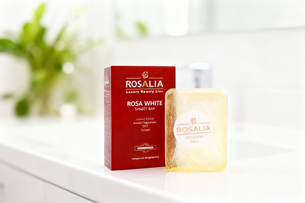 پن روشن کننده رزا وایت رزالیا روی پیشخوان سفید