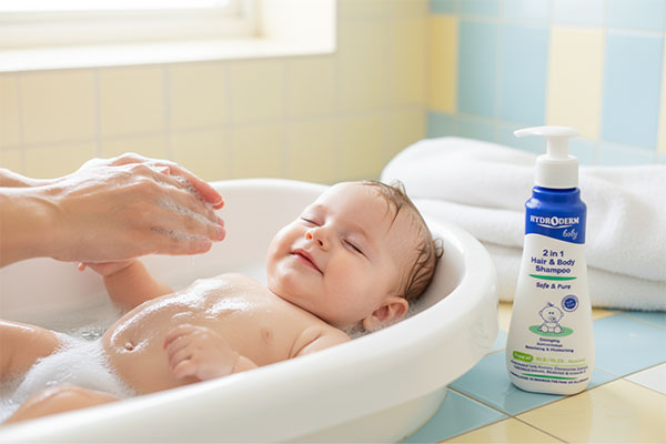 استحمام کودک با شامپو بچه هیدرودرم