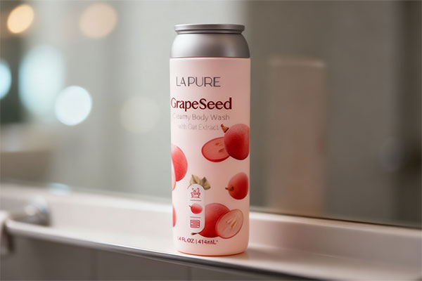 شامپو بدن کرمی هسته انگور لپیور روی قفسه حمام