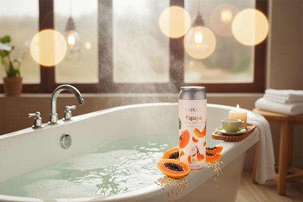 شامپو بدن کرمی پاپایا لپیور در حمام استوایی