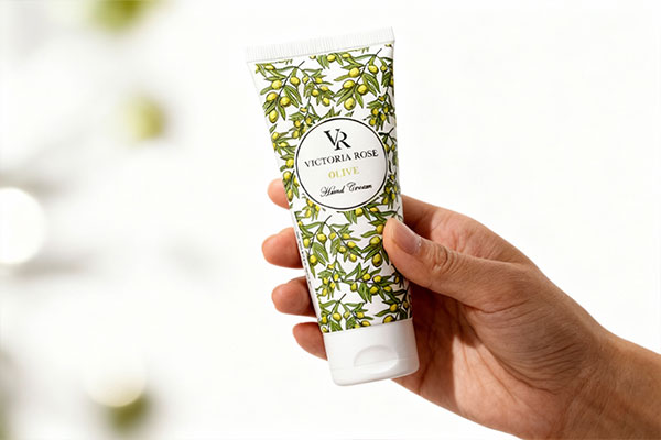 کرم مرطوب‌کننده زیتون ویکتوریا رز در دست