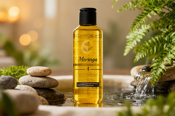 روغن تسکین‌دهنده مورینگا ۴ در محیط آرامش‌بخش اسپا
