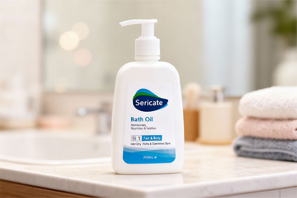 روغن حمام سری کیت روی پیشخوان حمام