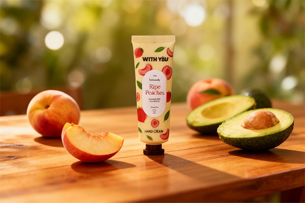 کرم دست هلو ویت یو همراه با هلو و آووکادو تازه