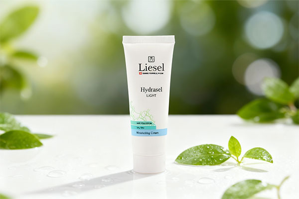 آبرسان لایسل پوست چرب روی سطح سفید با قطرات آب