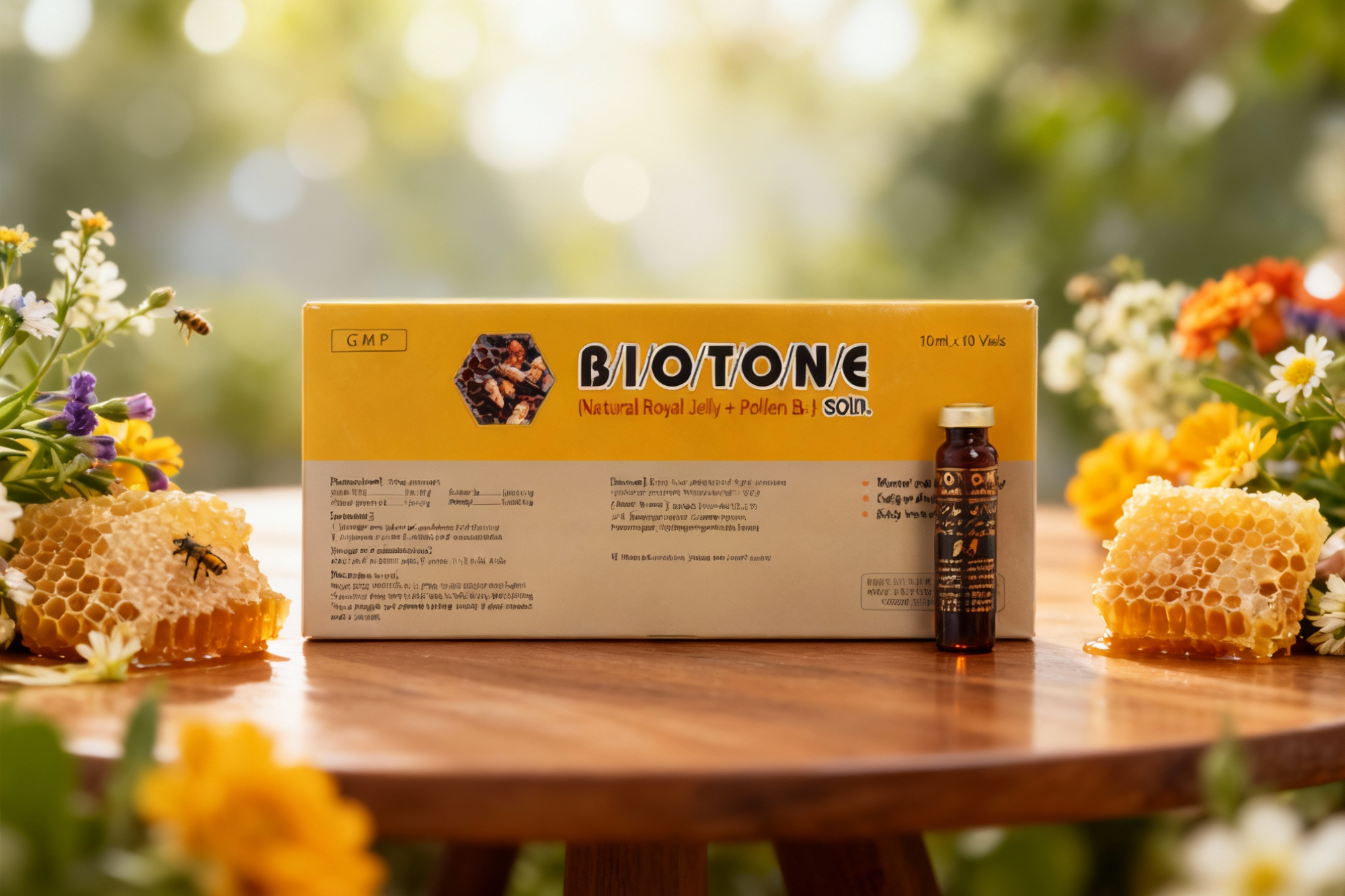 آمپول خوراکی بایوتن در کنار مواد طبیعی