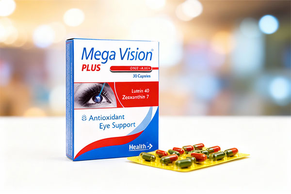بسته‌بندی کپسول مگا ویژن پلاس هلث اید برای سلامت چشم