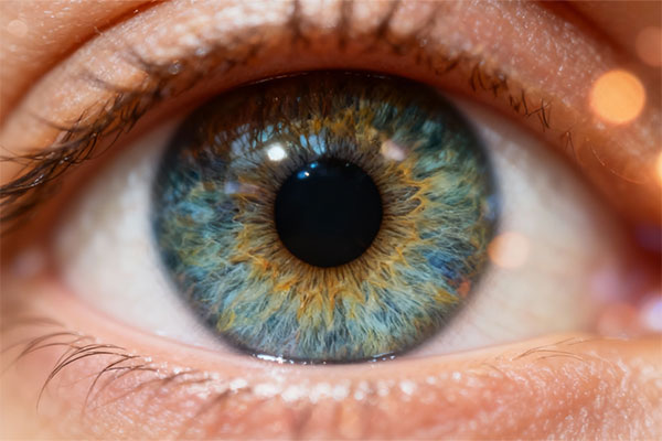 تصویر نزدیک از چشم سالم با جزئیات iris برای سلامت بینایی با مکس ویژن