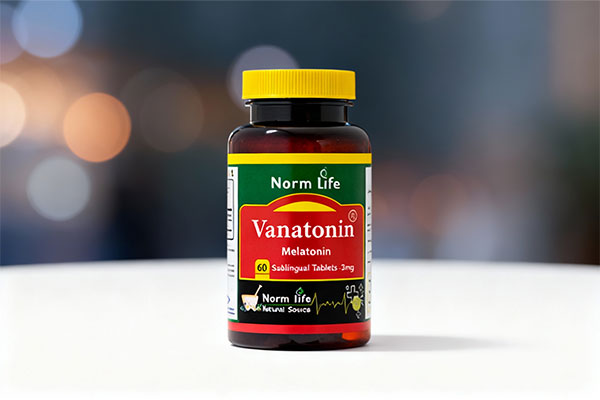 قرص زیر زبانی واناتونین ملاتونین نورم لایف روی سطح سفید