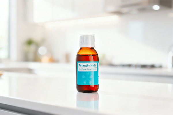 شربت پلارژین کیدز پارس گیتا دارو در آشپزخانه روشن