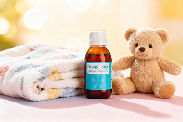 شربت پلارژین کیدز کنار اسباب‌بازی کودک